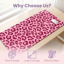 Pink Leopard Print Mouse Pad | Non-Slip Rubber Desk Mat Featuring 2D Flat Printing; Durable And Stylish; Suitable For Gamers And Office Use; Perfect For Halloween And Christmas; Reusable. - Mouse Pad - View 5
