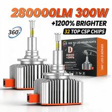 HYNBYZJ 2pcs D1S D3S 360 LED Lights Bulbs HID 300W D2S D4S LED Canbus D1R D2R D3R D4R Xenon Turbo Car Headlight Lamp For Projector Lens 12V - A - View 1
