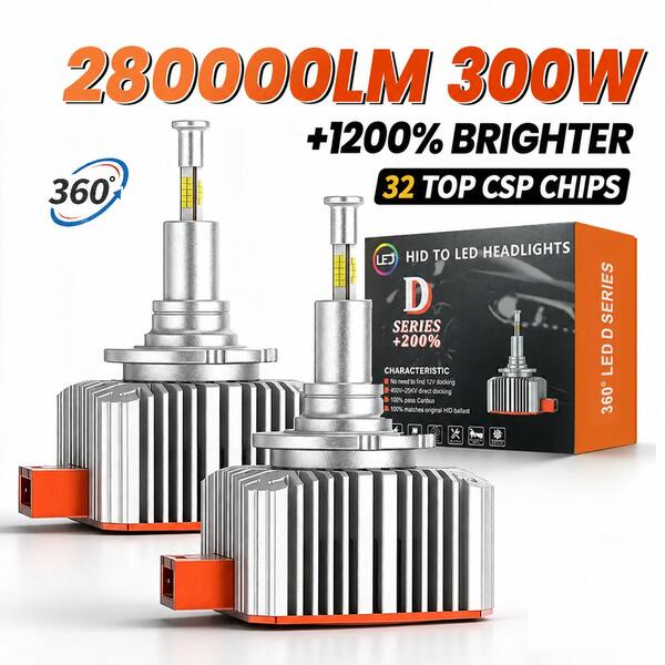 HYNBYZJ 2 piezas Bombillas LED 360 D1S D3S HID 300W D2S D4S LED Canbus D1R D2R D3R D4R Xenon Turbo Lámpara de Faro de Coche para Lente de Proyector 12V