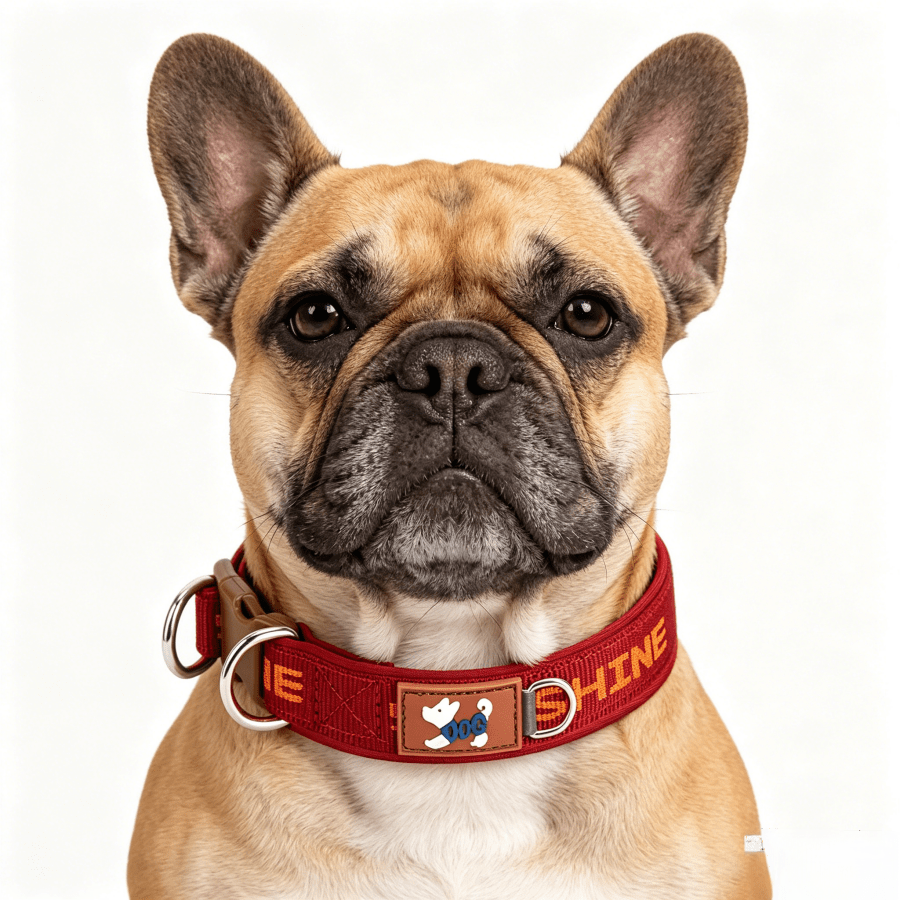 1PC Double D-Ring Heavy Duty Dog Collar | Letter Jacquard Polyester Webbing . Comfortable Neoprene Lining Protects Fur . Adjustable . Suitable For Small And Medium Dogs For Indoor And Outdoor Use - Red - View 4
