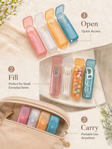 Mini Portable Transparent Storage Box, Travel Floss Box, Pill Box, Toothpick Box, Cotton Swab Storage Box, Flip Lid Pocket Storage Box, Small Multi-Purpose Dust-Proof Storage Box - Multicolor - View 9