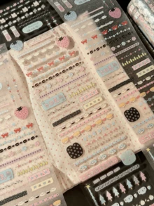 35cm/Roll Cute Die-Cut Divider Line Stickers, DIY Decorative Card, Planner, Scrapbook, Photo Card, Phone Case Collage Material - Black - View 3