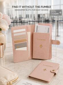 Solid Color Multi-Layer Passport Holder,Suitable For Storing Passport Documents, Bank Cards Storage Card Bags Travel Travel Essential Passport Cover - Multicolor - View 3