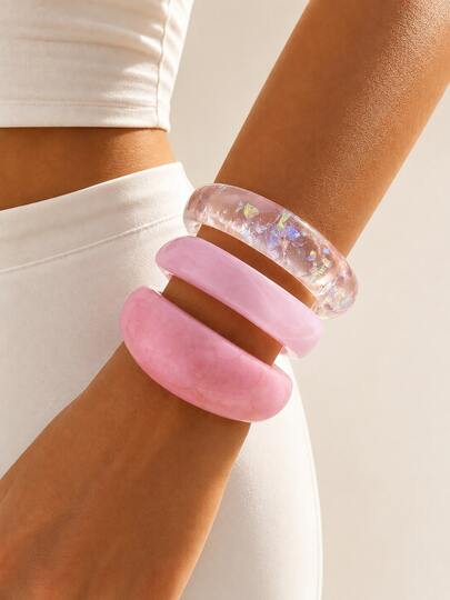 3pcs/Set Elegant Minimalist Dye Bangle Combination, Can Be Worn Alone Or Stacked, Suitable For Daily Wear And Vacation Party Wedding Jewelry Gifts