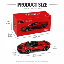 Model Mobil Diecast Burago 1:64 F80 dengan Ban Karet, Kendaraan Paduan Miniatur dalam Kemasan Karton, Koleksi - MultiWarna - View 2
