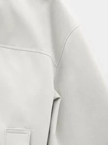 Blueprint Man 1pc Men's Jacket, White Stand Collar Jacket, Smooth Woven Fabric Skin-Friendly, Durable And Fade-Resistant, Machine Washable, Business Casual Style, Versatile Solid Color All-Match Outerwear For Daily Commute And Casual Outings - White - View 7