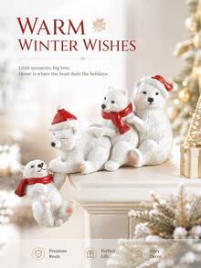 1pc Christmas Bear Lake & Polar Bear Reaching Resin Desktop Decor - Multicolor - View 5