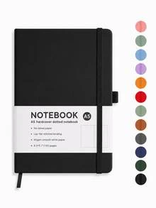 1pc A5 Hardcover Dot Grid Notebook, 192 Pages Bullet Journal, Portable Notebook With Elastic Band And Pen Loop, Suitable For Writing, Planning, Journaling, School, Office And Learning - A5 - View 8