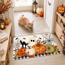 1/2pcs Halloween Pumpkin & Ghost Pattern, Vintage Diatomaceous Earth Bath Mat, Super Absorbent, Non-Slip, Perfect For Bathroom, Kitchen And Dining Room, Quick Drying, Machine Washable, Perfect Gift For Home Decor And Bathroom Mat - Multicolor - View 4