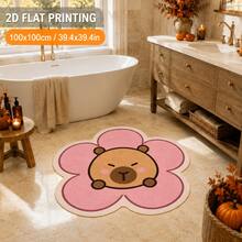 1pc, Washable Capybara Cartoon Faux Cashmere Decorative Rug, Non-Slip Polyester Fiber Suede Bottom, 7mm Overall Thickness, Suitable For Living Room, Bedroom, Entryway, Small Rug, Decorative Rug, Hallway Rug, Halloween, Gift, All Seasons, New Platform Style, Easy To Clean - Multicolor - View 2