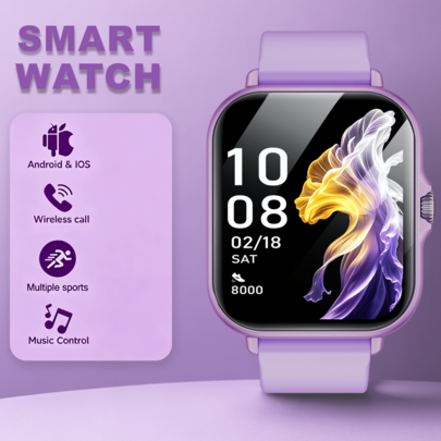 QAGSFLC 1pc Elegant Women's Watch, Fashionable Sports Smart Watch With Wireless Calling, Stopwatch, Pedometer, Calorie Tracker, Sports Mode, Music Playback, Remote Camera, Customizable Watch Face, Alarm Clock And More Multifunctional Men's Watch, Your Perfect Choice