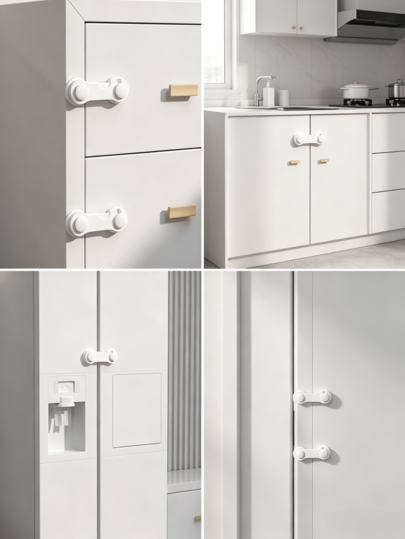1/5/10 Adjustable Cabinet Safety Locks, No Drilling Needed, Secure Closure, Anti-Pinch Plastic Drawer And Door Locks, Home Safety Protection | Storage | Safety Protection