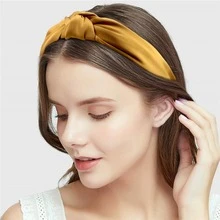 Fabric Solid Color Knitted New Hair Accessories Headband Wide Band Head Hoop Knotted Headband - Multicolor - View 3