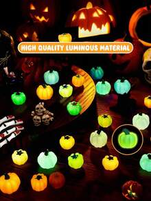 50/20/10/1pc Cute Cartoon Mini Pumpkin Resin Flat Pendant, Cartoon Style Flat Resin Pumpkin Inlaid Charm, Glow-In-The-Dark Imitation Vegetable Decoration, Suitable For Halloween, Autumn Festival, DIY Jewelry, Hair Accessories Handmade - A - View 8