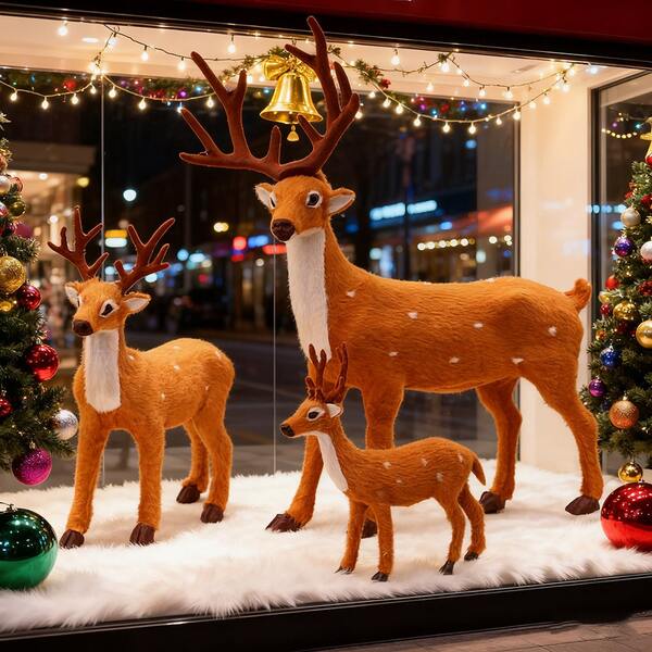 Realistic 3D Christmas Reindeer Figurine, Lifelike Design With Strong Atmosphere, Exquisite Craftsmanship And Durable, Practical Decor For Home Living Room Desktop, Store Window Display, Christmas Tree Underneath Scene, Christmas Party Decoration, Suitable For Holiday Decor Enthusiasts, Store Owners, Home Decorators, Home Living Room, Store Window, Party Gathering, Holiday Gift Giving