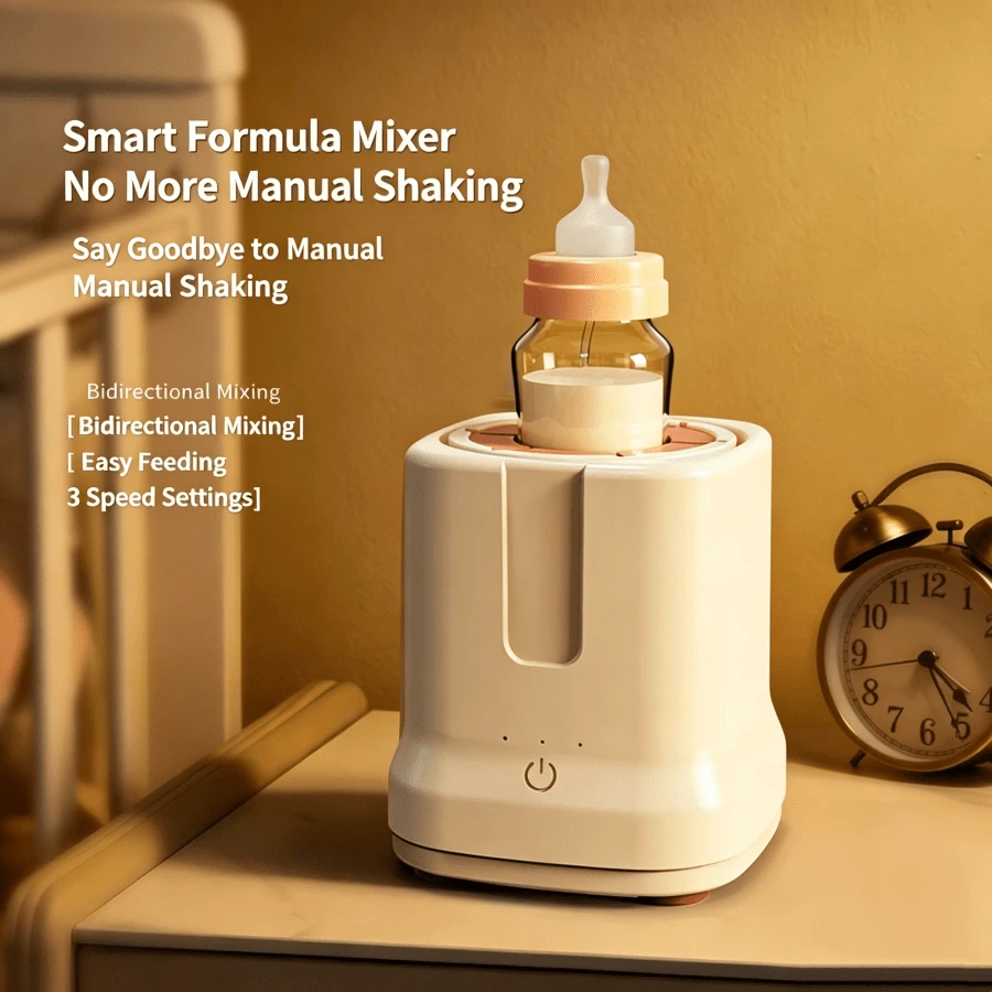Electric Baby Milk Shaker, Hands-Free Automatic Milk Mixing, 360° Rotation, 3-Speed Adjustable, Compatible With Multiple Baby Bottle Brands, Newborn Gift - White - View 1
