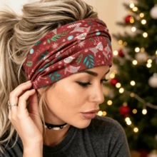 2pcs Christmas & Halloween Headbands, Wide Yoga Sports Headbands With Snowman, Christmas Tree, Ghost Holiday Designs - Multicolor - View 2
