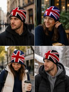 European Style Jacquard British Flag Knit Beanie, Autumn/Winter Unisex Warm Personalized Hip-Hop Beanie - Multicolor - View 10