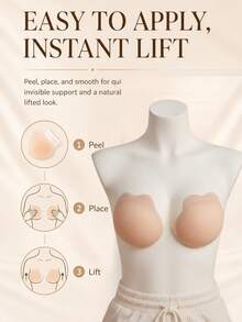 Ultra-Thin Self-Adhesive Bra With Silicone Nipple Covers, Silicone Breast Pads, Reusable And Washable, Suitable For Dresses And Shirts - Multicolor - View 3