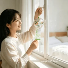 1pc Japanese Style Glass Wind Chime, Floral Printed Hanging Ornament With Paper Tassel For Window Home Patio Garden Decor - Japanese Wind Chime - View 4
