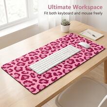 Pink Leopard Print Mouse Pad | Non-Slip Rubber Desk Mat Featuring 2D Flat Printing; Durable And Stylish; Suitable For Gamers And Office Use; Perfect For Halloween And Christmas; Reusable. - Mouse Pad - View 7