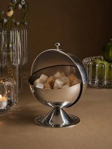1pc Stainless Steel Roll Top Sugar Jar, Mirror Polished Spherical Sugar Box & Candy Dish With Rotating Lid, Wide Mouth Design, Stable Base, Suitable For Saudi National Day, Halloween, Christmas, Ramadan, Eid, Coffee Bar And Tea Table - Multicolor - View 1
