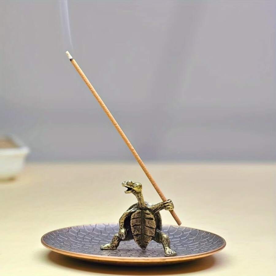 1 Set - Vintage Metal Kung Fu Turtle Incense Holder, Mini Vintage Turtle Shaped Incense Burner, Creative Desktop Ornament, Suitable For Home Tea Room, Meditation And Aromatherapy Decoration - Incense Burner - View 1