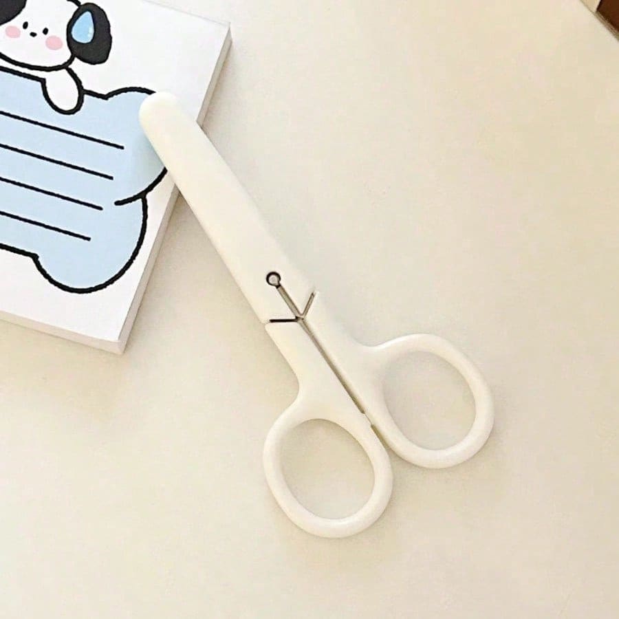 1pc Mini White Scissors, Portable Stainless Steel Blade Paper Cutter, Handmade Stationery, Office School Gift - Multicolor - View 1