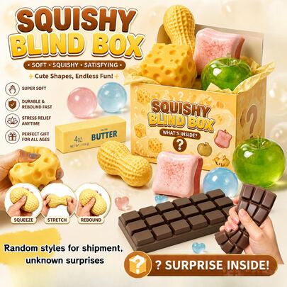 20PCS Squishy Mystery Blind Bag Toys, Soft Slow Squeeze Balls, TPR Portable Sensory Fidget Toys Stress Relief, Home & Office Desk Decor, Party Favors & Surprise Holiday Gifts Kids Teens Adults