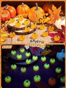 50/20/10/1pc Cute Cartoon Mini Pumpkin Resin Flat Pendant, Cartoon Style Flat Resin Pumpkin Inlaid Charm, Glow-In-The-Dark Imitation Vegetable Decoration, Suitable For Halloween, Autumn Festival, DIY Jewelry, Hair Accessories Handmade - A - View 4