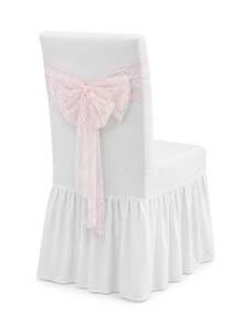 1/4/6pcs Solid Color Milk Silk High Back Long Skirt Chair Covers, Lace Mesh Back Decor For Banquet Wedding, Romantic Modern Elastic All-Season Universal Suitable For Living Room Dining Room Home Chair Decoration - White - View 6