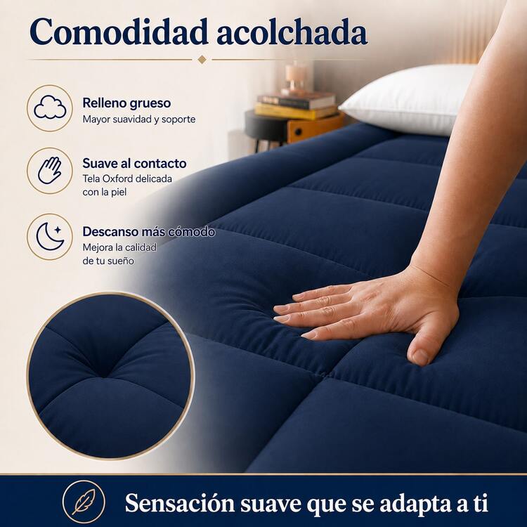 AMOROSA Mattress Toppers - Navy Blue - View 6