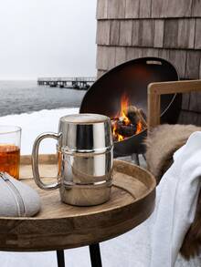 1pc Double-Wall Stainless Steel Beer Mug, Mirror Polished Metal Cup With Raised Ridges, Large Handle And Stable Base, Shatterproof Drinkware, Suitable For Beer, Coffee, Tea, Milk, Home Bar, Saudi National Day, Halloween And Christmas Gift - Multicolor - View 9