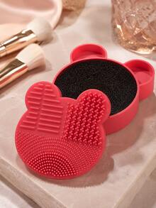 Cute Bear Makeup Brush Cleaning Box, Makeup Brush Cleaning Tool, Silicone Cleaning Brush, Quick Drying Makeup Brush Cleaning Box, Suitable For Women's Makeup Accessories Cleaning, Portable Vanity And Travel Essential, Best Gift For Women, Christmas Gift - Multicolor - View 5