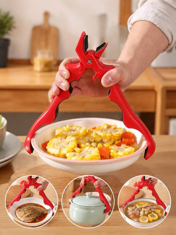 Multi-Color Upgraded Heat-Resistant Pot Holder, Bottle Opener With Lock, Multi-Angle Hot Bowl/Plate Holder Clip, Non-Slip High-Temperature Resistant Silicone Pot/Bowl Clip For Steaming, Baking And Microwave