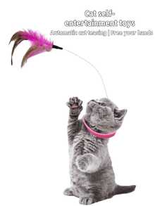 1pc Halter Feather Cat Teaser Toy With Built-In Crisp Bell, Hands-Free Design For Independent Play And Energy Release, Durable Scratch And Bite Resistant Indoor Interactive Pet Toy - Multicolor - View 2