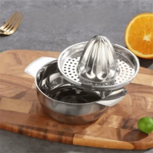 1PC Stainless Steel Manual Lemon Juicer With Large Capacity Bowl Container, Efficient Juice Extraction Conical Press Head Design, Built-In Filter Holes For Easy Separation Of Seeds And Pulp, Home Kitchen Orange Citrus Fresh Juice Tool, Manual Press Effort-Saving And Easy To Clean, Homemade Juice Beverage, Kitchen Tool - Multicolor - View 5
