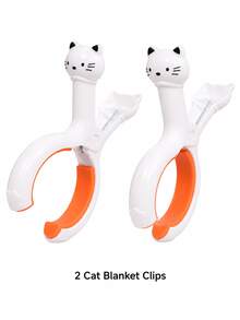 Cartoon Large Bed Sheet Clips, Strong Cute Cat Design, Windproof Plastic Bright Color, Large Size Laundry Clips, Heavy Duty Blanket Quilt Holder, Drying Rack Clothes Pins, Secure Grip Spring Clamp, Holiday Outdoor Indoor Utility Clips - White - View 7