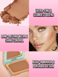 MISSLYN 2Pcs FLIRTY FLUSH Powder Blush & INTENSE TROPICAL Bronzing & Contouring Powder Set, Silky Blendable Pigment, Natural Warm Glow, Face Palette Cheek/Contour, Daily/Travel/Summer, Y2K/Soft Glam/Sun-Kissed/Tropical, Halloween Makeup - #02+#14 - View 4