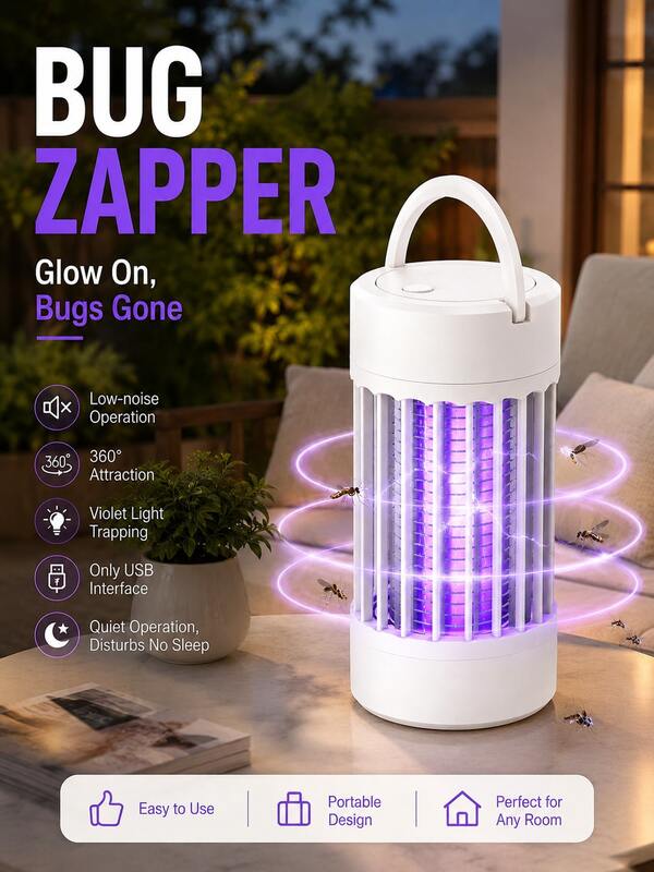 Raquette électrique à moustiques, lampe tue-moustiques rechargeable suspendue, piège à insectes UV portable, universel intérieur/extérieur, contrôle électronique des nuisibles, convient pour la maison, le camping, la chambre, la terrasse, la cuisine, le jardin, la pelouse