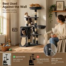 Luxury 5-Tier Cat Tree With Hammock & Condo Tall Plush Activity Centre With Sisal Scratching Posts Stable Base For Indoor Cats - Black - View 3