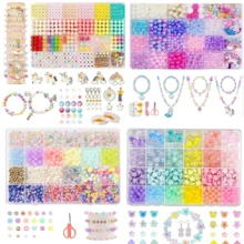 Macaron Color 3-Style Mixed Beads & Purple Mermaid Set, Handmade Bracelet Necklace Earrings Jewelry DIY Making, Creative Craft Materials & Accessories - Multicolor - View 2