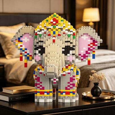 Este elefante con corona de 3467 piezas de bloques de construcción es adorable y lindo, lo que lo convierte en un regalo perfecto y una excelente opción para parejas y padres. La dificultad de ensamblaje es alta. Es un regalo perfecto para Navidad, Halloween y la temporada de regreso a la escuela.