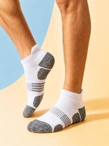 1/5 Pairs Men's Sports Short Socks, Outdoor Fitness Running Socks, Terry Bottom Non-Slip Cushioning Comfortable Soft, Suitable For Teenagers And Adults - Multicolor - View 4