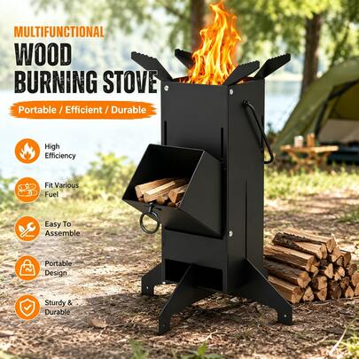Portable Rocket Stove Wood Burning Camping Stove For Outdoor Cooking Hiking