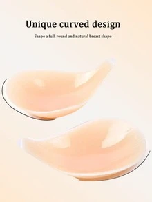 1pc Spaghetti Strap Spoon-Shaped Silicone Breast Pad With Transparent Adjustable Detachable Neck Strap, Self-Adhesive Support Padding, Lightweight Soft Camisole, Sleeveless Dress And Exposed Neckline Daily Wear, Suitable For Adjustable Neckline Invisible Push-Up Bra, Soft Inner Layer For Skin Care, Perfect For Party Dresses And Everyday Wear - Thick style - View 3