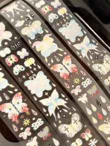 70cm/Roll Gradient Butterfly Raindrop Hollow Stickers DIY Decoration Cards Scrapbook Photo Cards Phone Case Collage Material - Black - View 6