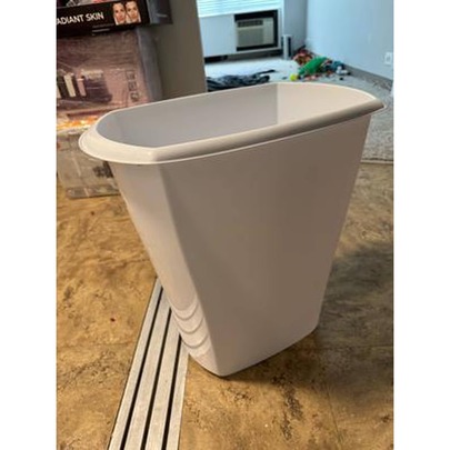 Large Kitchen Trash Can, 10 Gallon Plastic Garbage Bin With No Lid, White