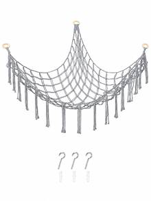 1pc Back To School Large Plush Doll Storage Net/Hammock, 55 Inch Doll Hammock, Macaron Color Plush Corner Hanging Net, Mesh Hammock With Hooks, Bedroom Living Room Plush Storage Rack, Linen Woven Plush Net, Plush Storage Bag, Large Plush Net - Multicolor - View 12