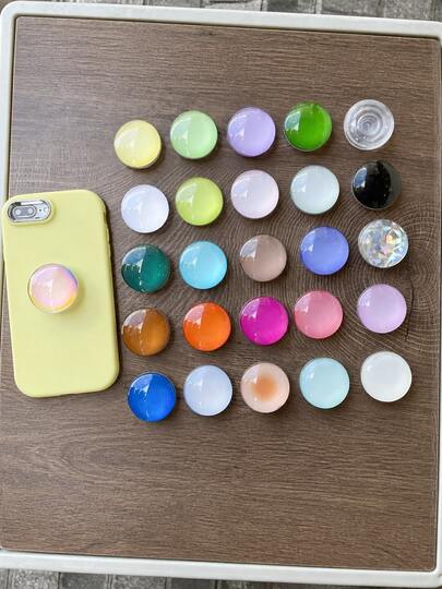 Dudukan Ponsel Bulat Berwarna-warni yang Dapat Diperluas, Dudukan Meja Multifungsi Kristal Transparan dengan Bantalan Udara, Dudukan Stiker Ponsel Multifungsi Kristal yang Kompatibel dengan Semua Ponsel, Kompatibel dengan iPhone dan Ponsel Android.